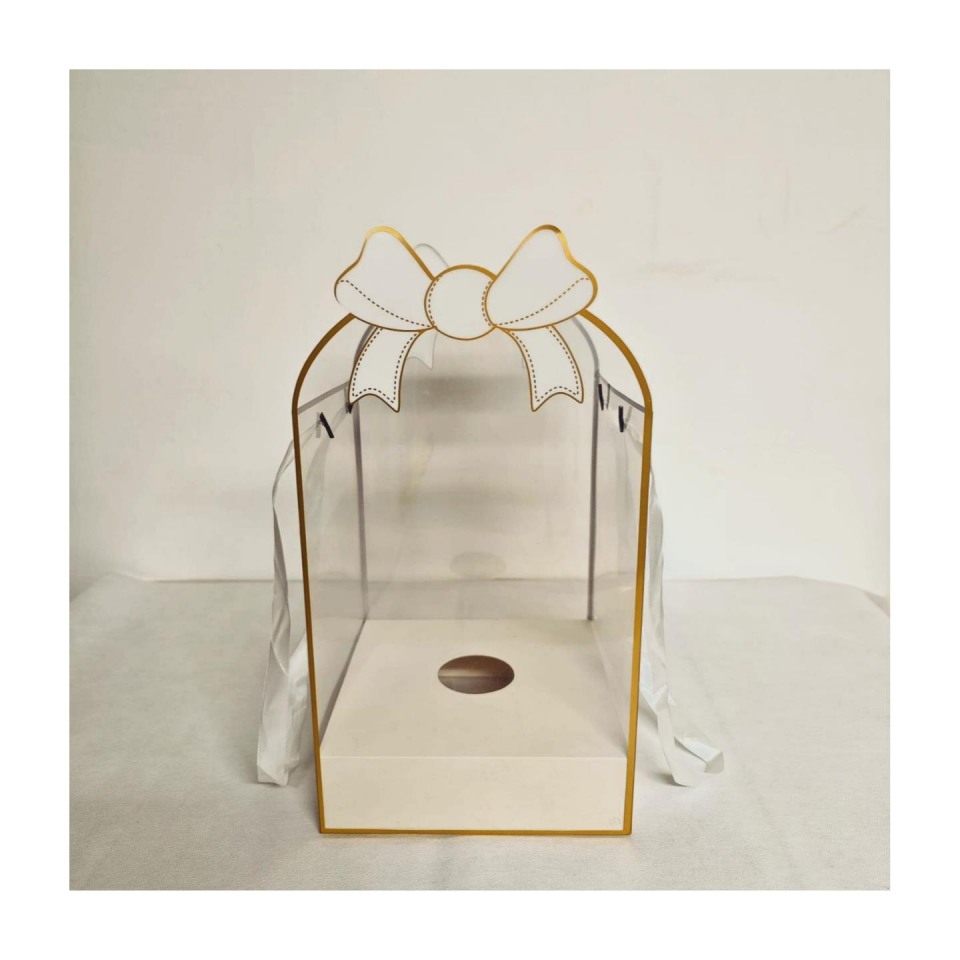 GÜL KUTUSU ASETATLI 21.5*21.5*41 BEYAZ