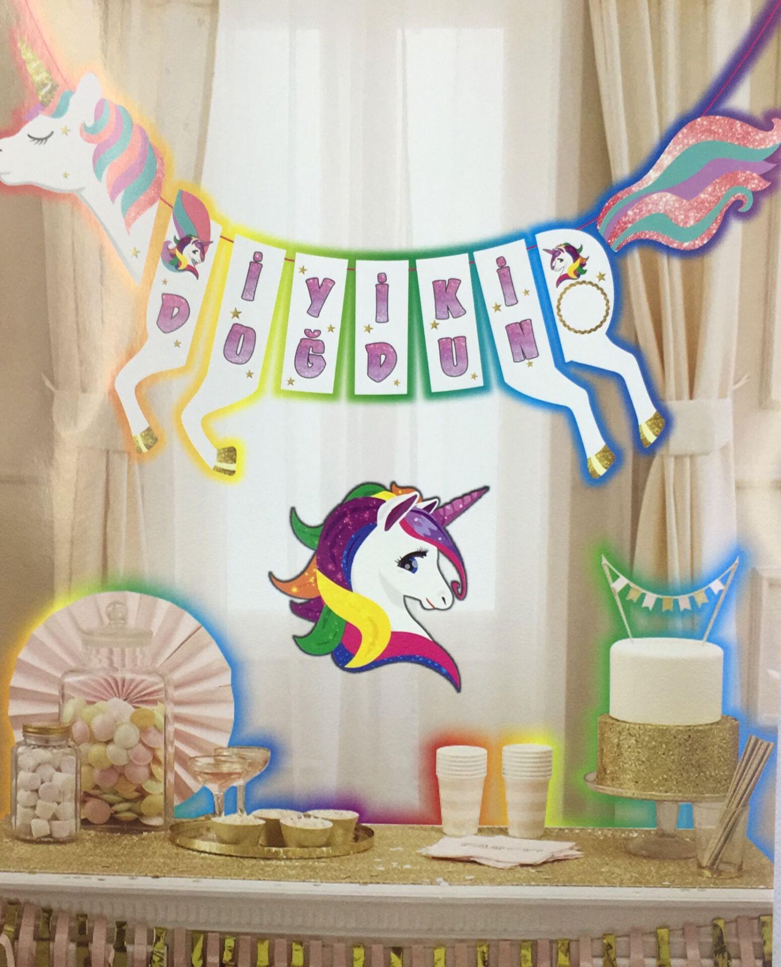 OYNAR KARTON YAZI İYİKİ DOĞDUN ATLI UNICORN