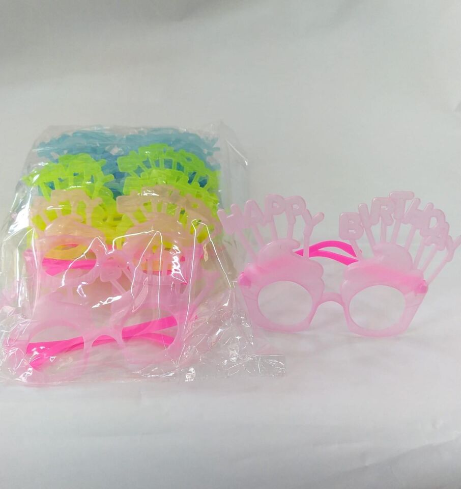 GÖZLÜK MAKARON CUPCAKE HAPPY BIRTHDAY 12 Lİ