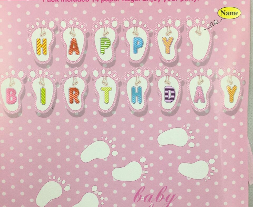 OYNAR KARTON YAZI HAPPY BIRTHDAY AYAKLI PEMBE