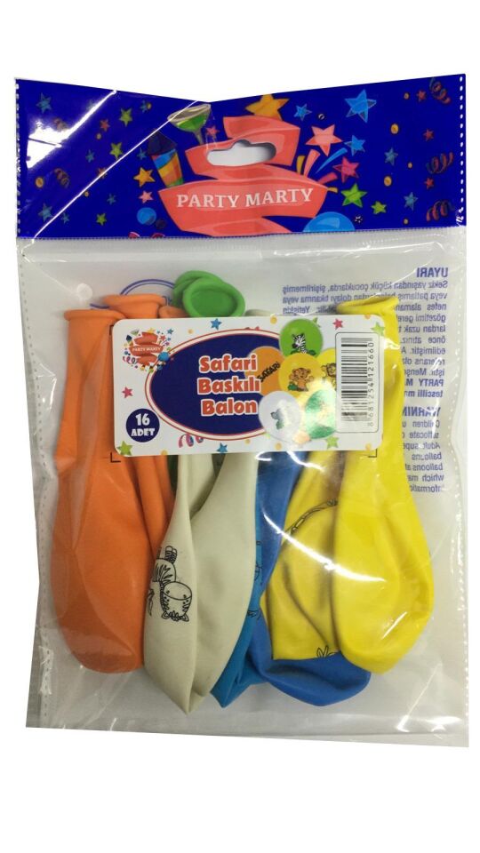 BALON PERAKENDE BASKILI SAFARİ 16 LI