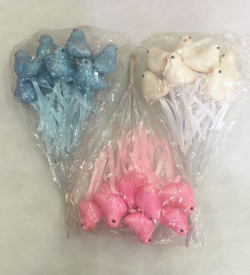 ÇUBUKLU STRAFOR KUŞ 10 LU MAVİ-PEMBE-BEYAZ