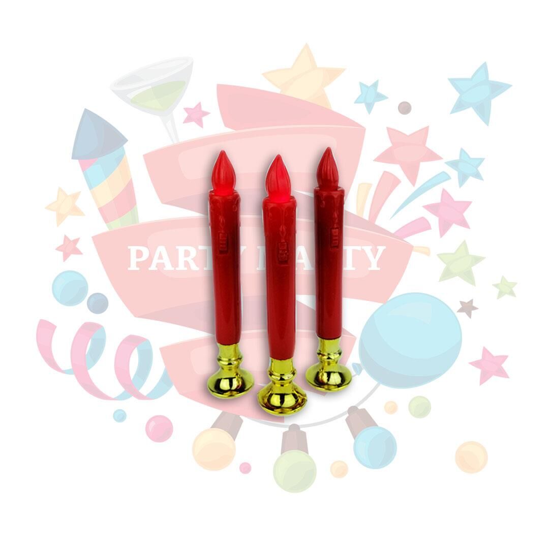 IŞIKLI MUM PİLLİ ŞAMDAN MUMU KIRMIZI 20 CM