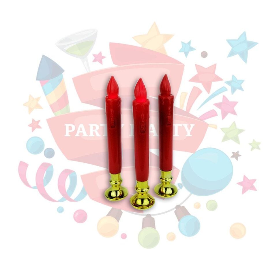 IŞIKLI MUM PİLLİ ŞAMDAN MUMU KIRMIZI 20 CM