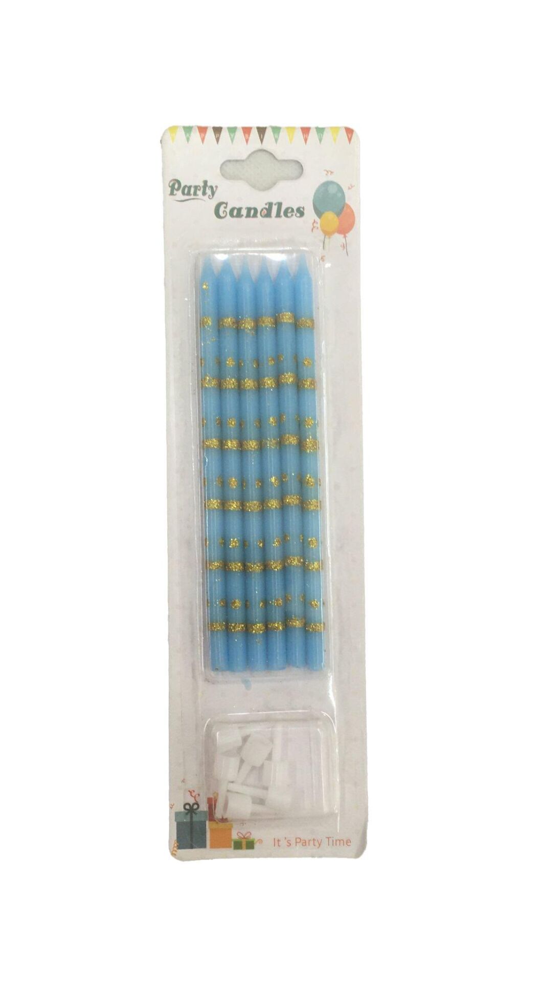 MUM SİMLİ ÇİZGİLİ PUANLI ALTIN MAVİ 13 CM 6 LI