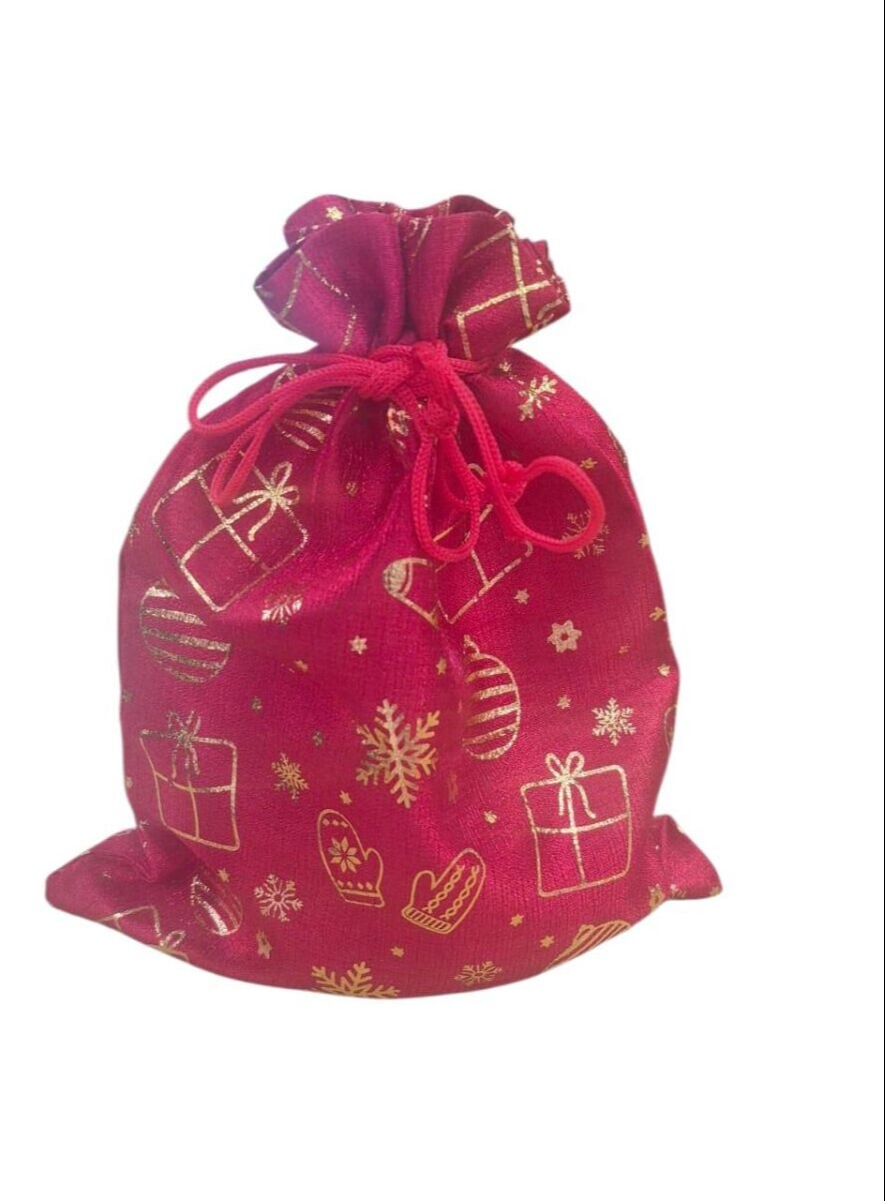 SATEN KESE YILBAŞI MOTİFLİ 13*18 CM KIRMIZI  12 Lİ