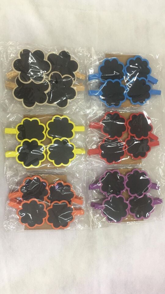 MANDAL BOŞ KARA TAHTA ÇİÇEK 4 LÜ RENKLİ