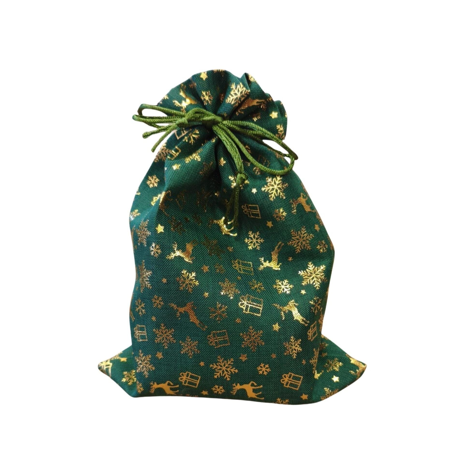 SATEN KESE YILBAŞI MOTİFLİ 20*30 CM YEŞİL 12 Lİ