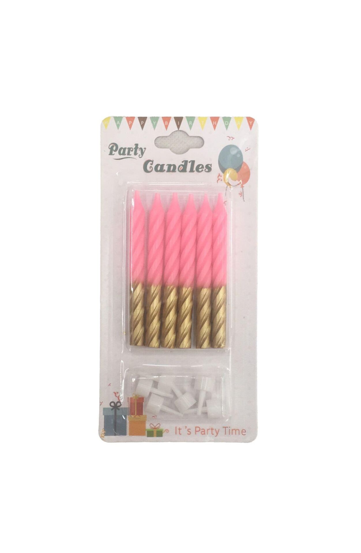 MUM ÇUBUK BURGULU ALTIN PEMBE 8 CM 6 LI