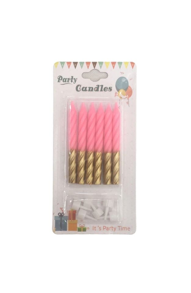 MUM ÇUBUK BURGULU ALTIN PEMBE 8 CM 6 LI