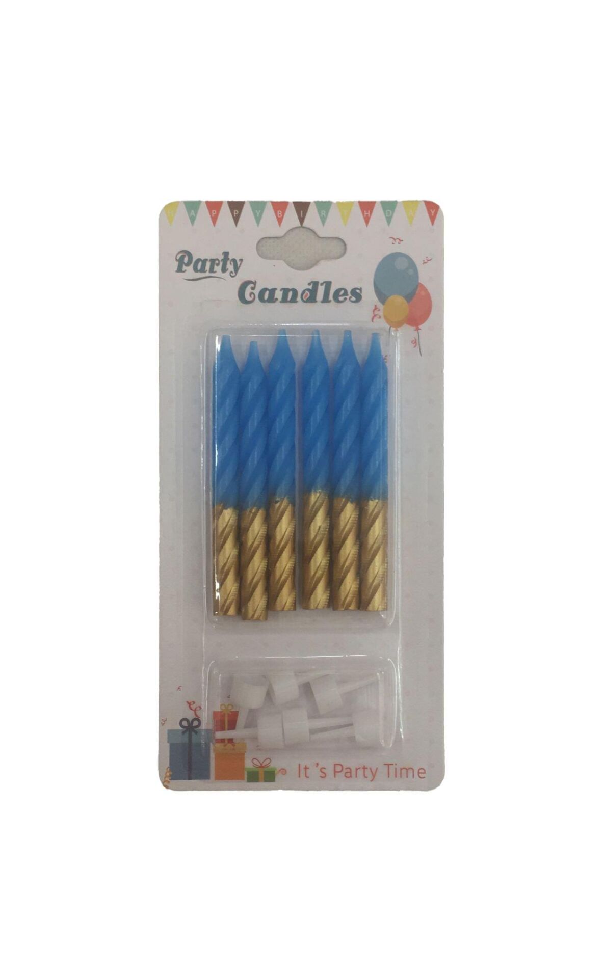 MUM ÇUBUK BURGULU ALTIN MAVİ 8 CM 6 LI