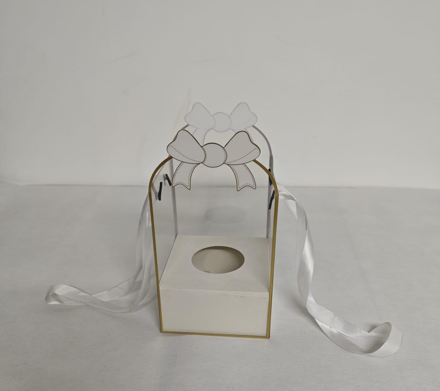 GÜL KUTUSU ASETATLI 12*12*23.5 BEYAZ