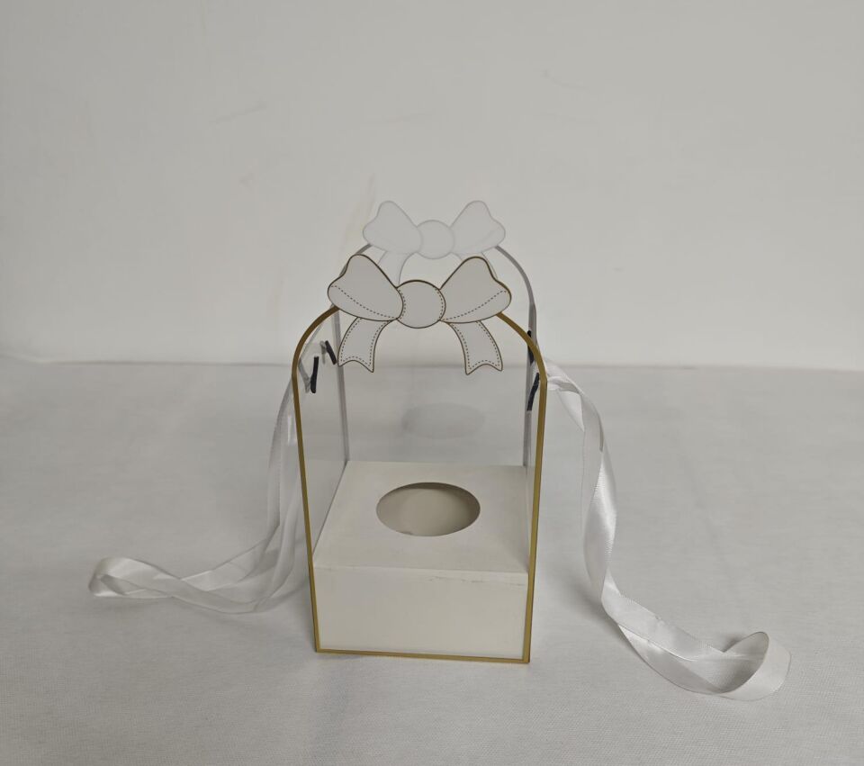 GÜL KUTUSU ASETATLI 12*12*23.5 BEYAZ