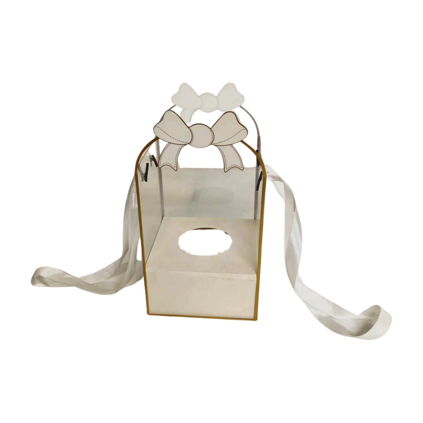 GÜL KUTUSU ASETATLI 12*12*23.5 BEYAZ