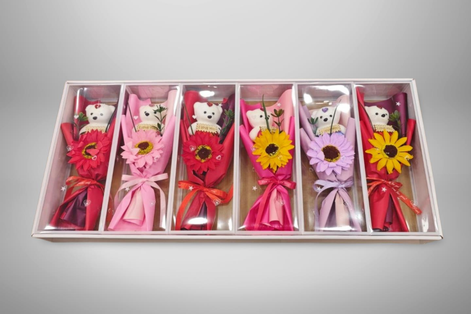 HEDİYELİK SÜS BUKETLİ AYICIK ÇİÇEKLİ