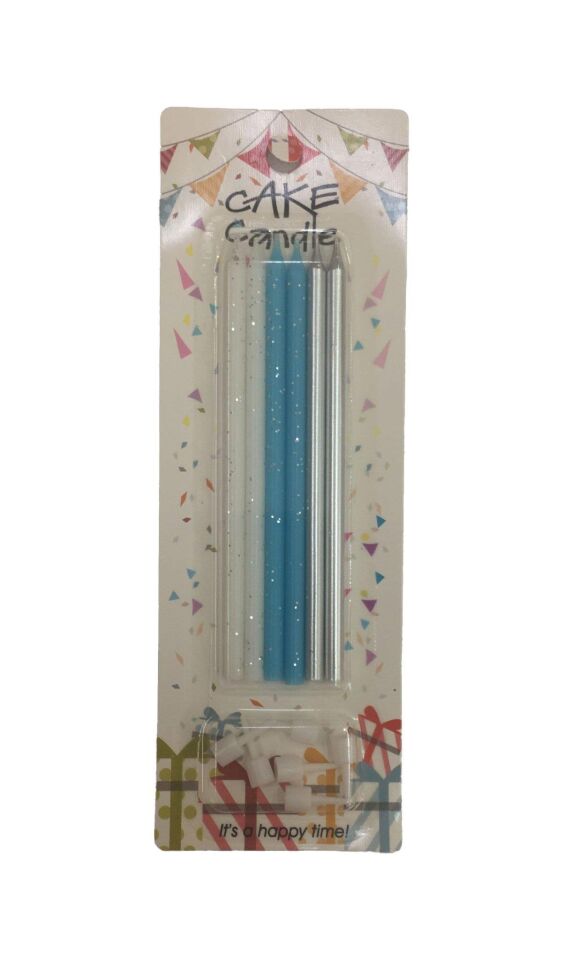 MUM ÇUBUK SİMLİ BEYAZ MAVİ GÜMÜŞ 13 CM 6 LI