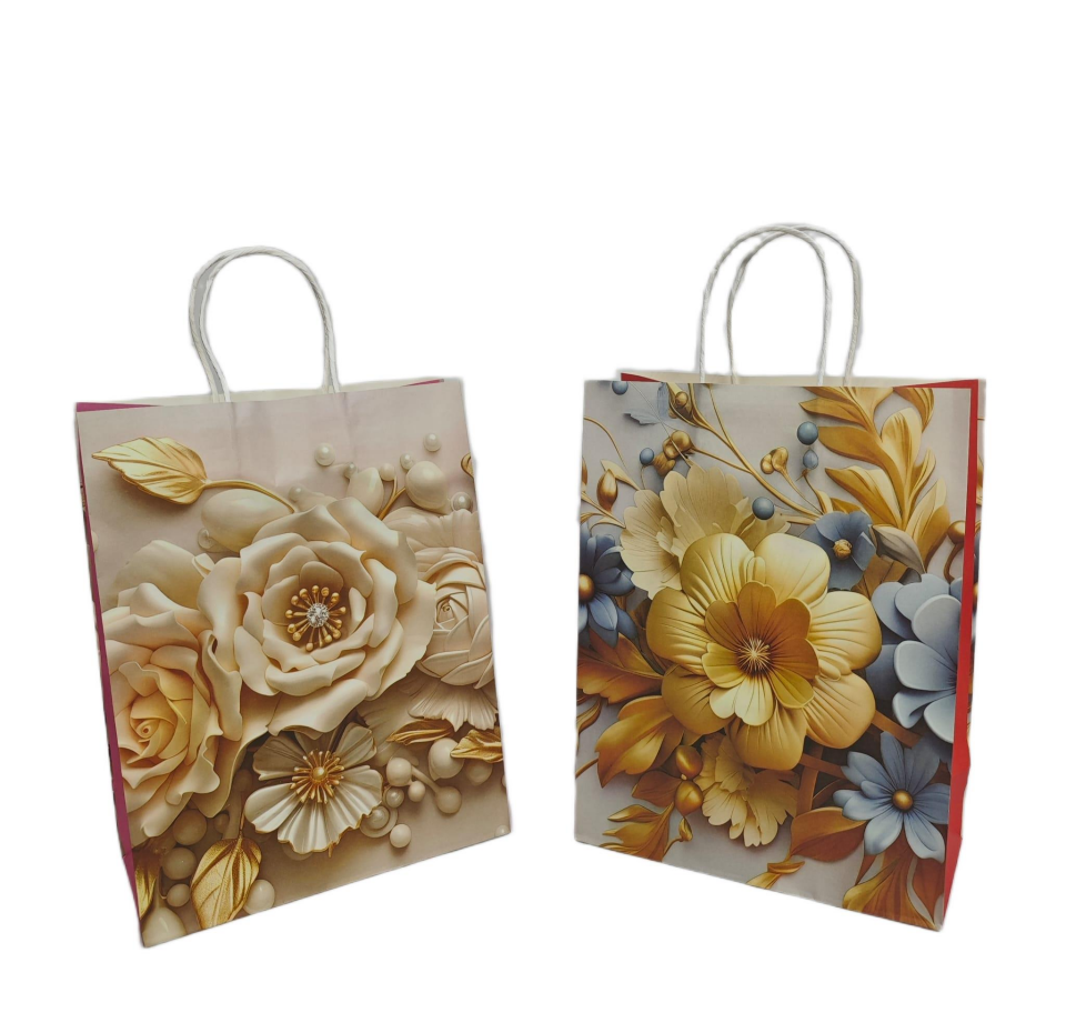 ÇANTA İTHAL İP SAPLI ÇİÇEK DESENLİ 25*33*12 12 Lİ