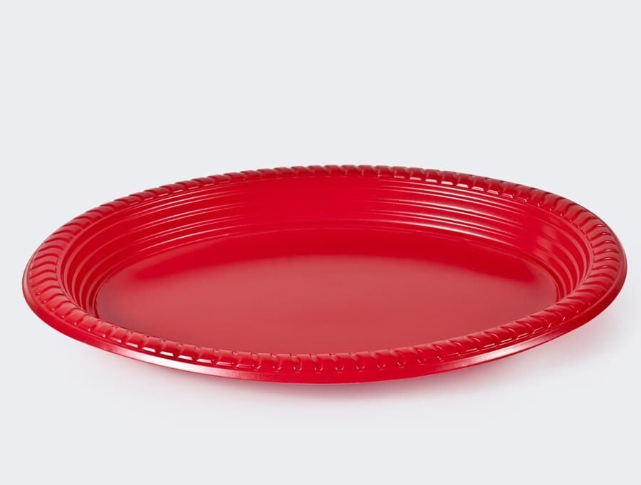 TABAK SEM PLASTİK DÜZ RENKLİ 22cm.25'Lİ KIRMIZI