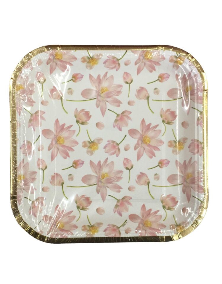 TABAK KARTON KARE VARAK BASKILI ÇİÇEKLİ 6 AD.