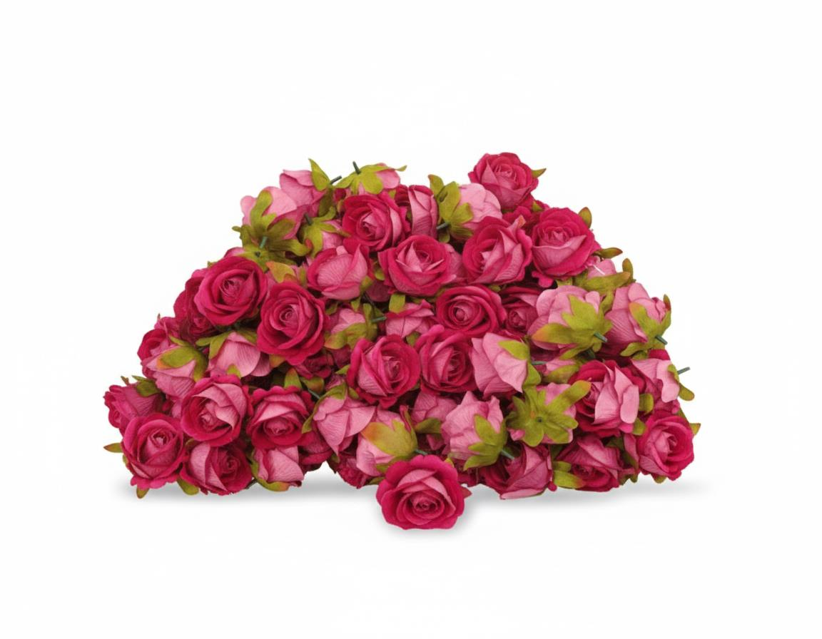 YAPAY  KADİFE GÜL SAPSIZ FUŞYA