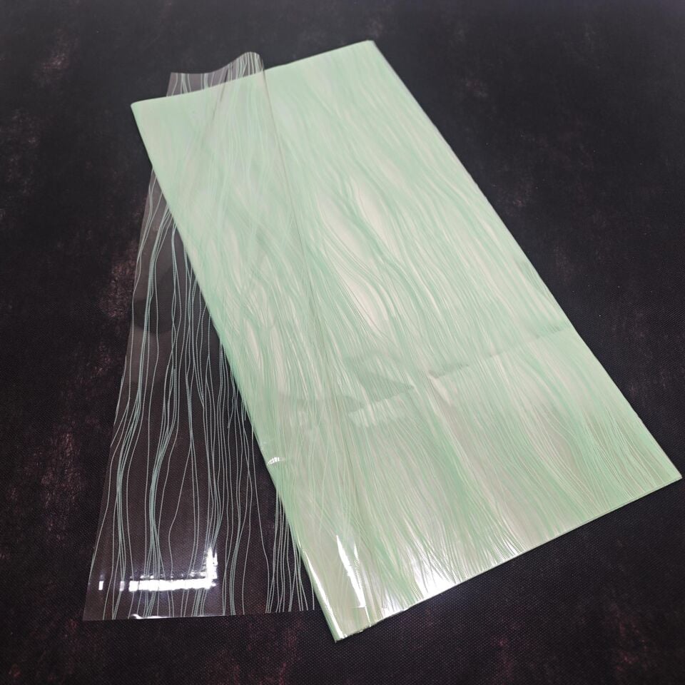 BUKETLİK PP ŞEFFAF DALGALI ÇİZGİLİ DESEN YEŞİL