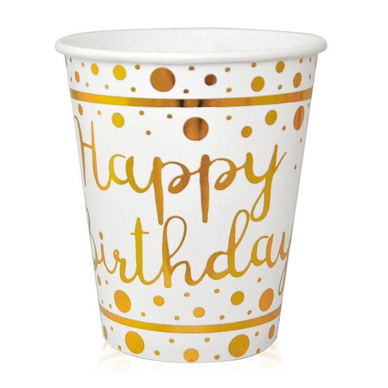 BARDAK  KARTON VARAK BASKILI HAPPY GOLD-BEYAZ 6LI