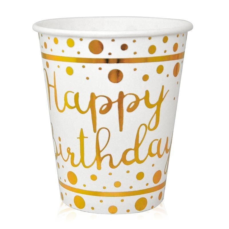 BARDAK  KARTON VARAK BASKILI HAPPY GOLD-BEYAZ 6LI