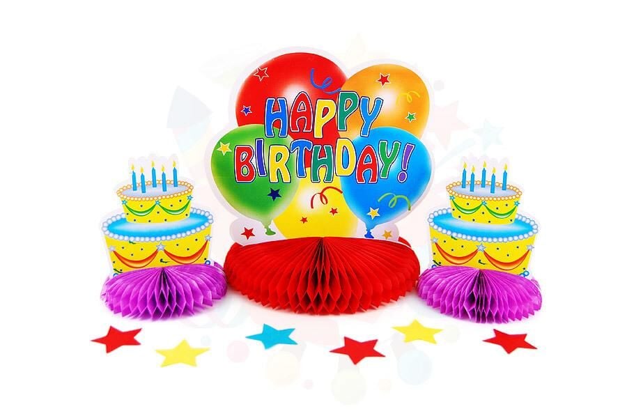 KAĞIT SÜS MASA ORTA SÜSÜ PETEKLİ HAPPY SET