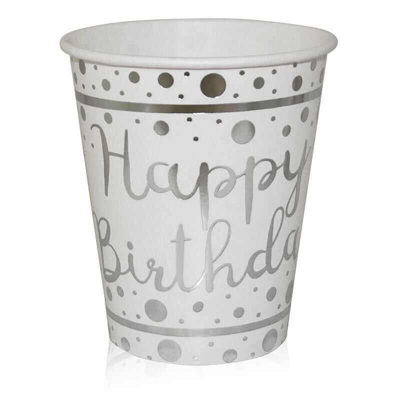 BARDAK  KARTON VARAK BASKILI HAPPY SLVR-BEYAZ 6LI