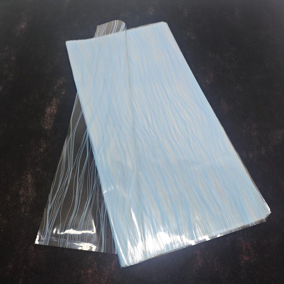 BUKETLİK PP ŞEFFAF DALGALI ÇİZGİLİ DESEN MAVİ