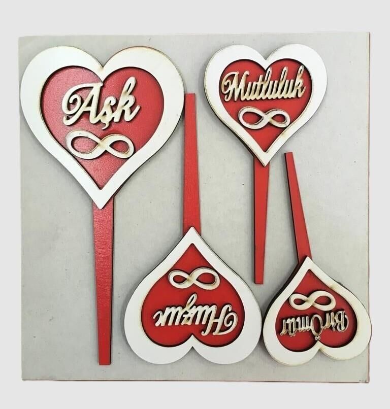 AHŞAP ÇUBUKLU KALP 4 LÜ