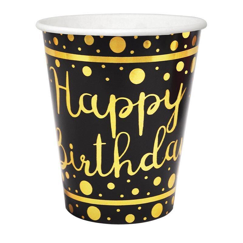 BARDAK  KARTON VARAK BASKILI HAPPY GOLD-SİYAH 6LI