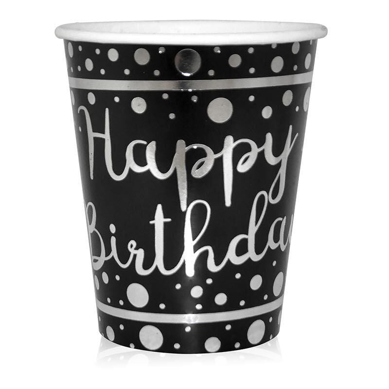 BARDAK  KARTON VARAK BASKILI HAPPY SLVR-SİYAH 6LI