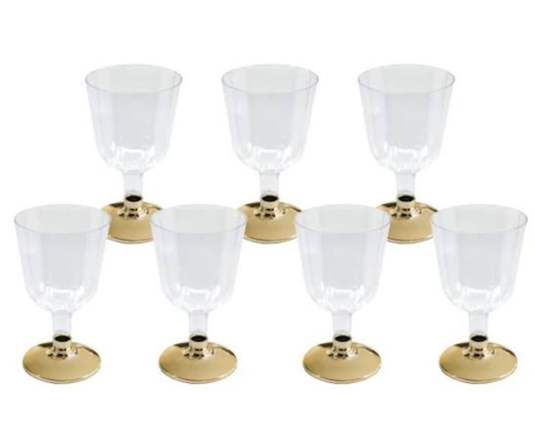 BARDAK PLASTİK AYAKLI KADEH 6 LI  ALTIN