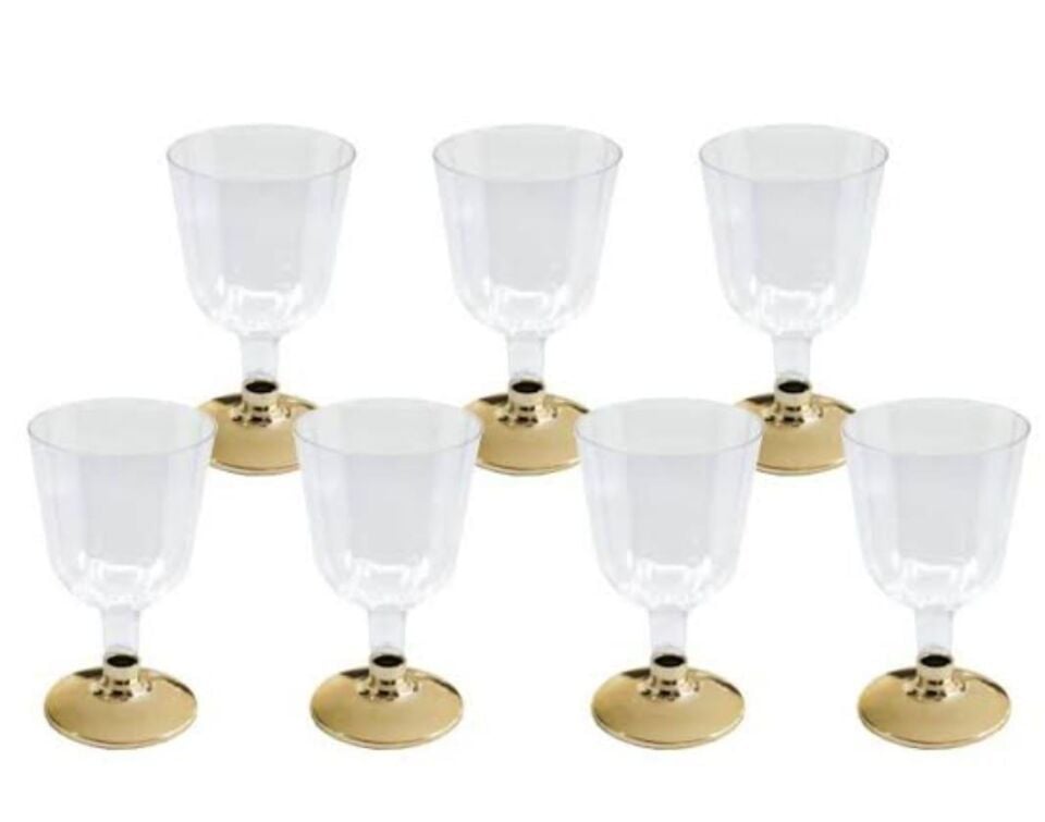 BARDAK PLASTİK AYAKLI KADEH 6 LI  ALTIN