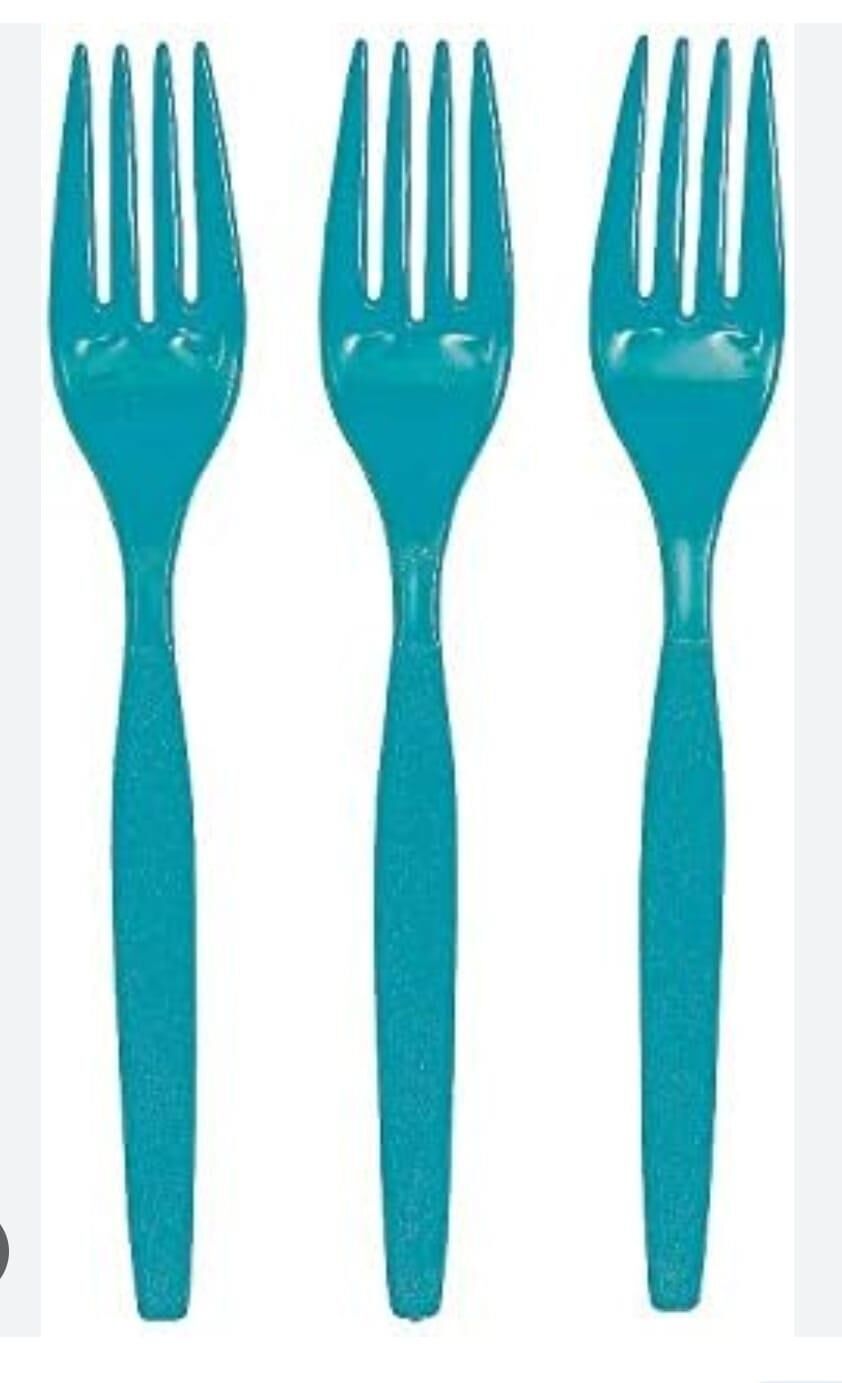 ÇATAL PLASTİK RENKLİ 25'Lİ TURKUAZ