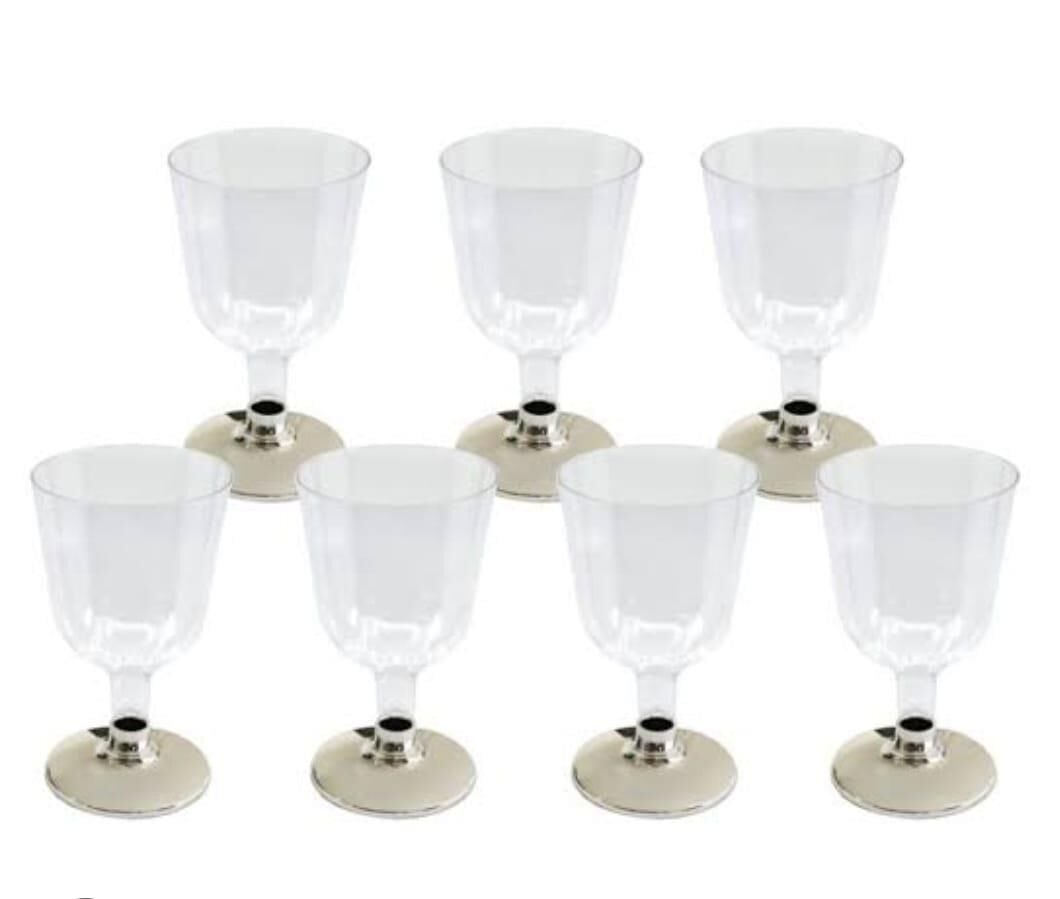 BARDAK PLASTİK AYAKLI KADEH 6 LI  GÜMÜŞ