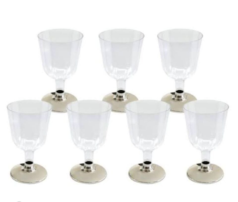 BARDAK PLASTİK AYAKLI KADEH 6 LI  GÜMÜŞ