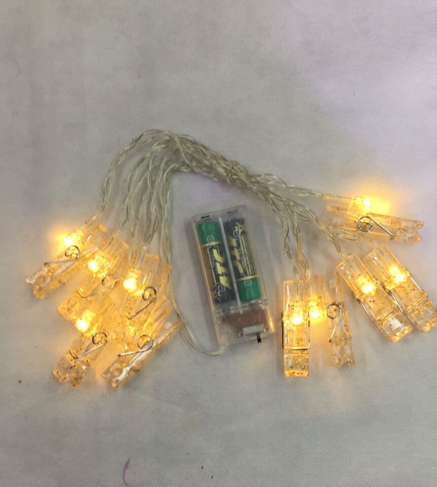 IŞIK PİLLİ LED GÜNIŞIĞI GENİŞ MANDALLI 10 LU