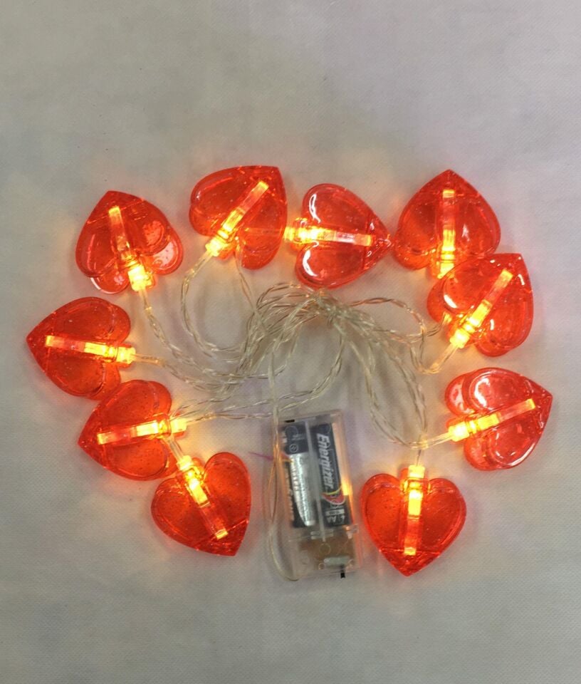 IŞIK PİLLİ LED GÜNIŞIĞI KALP MANDALLI 10 LU