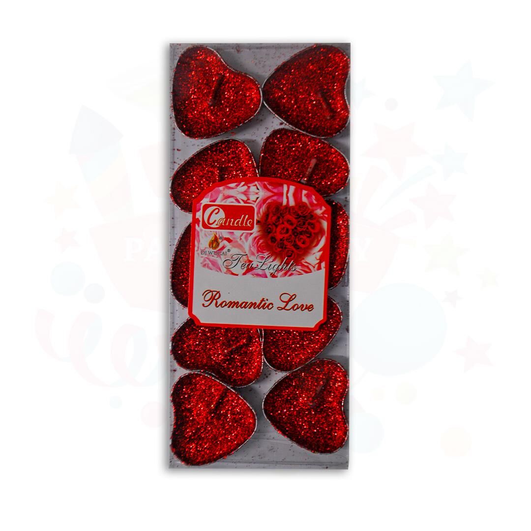 MUM TEA LIGHT SİMLİ KALPLİ KIRMIZI 10 LU KT