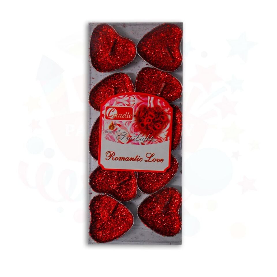 MUM TEA LIGHT SİMLİ KALPLİ KIRMIZI 10 LU KT
