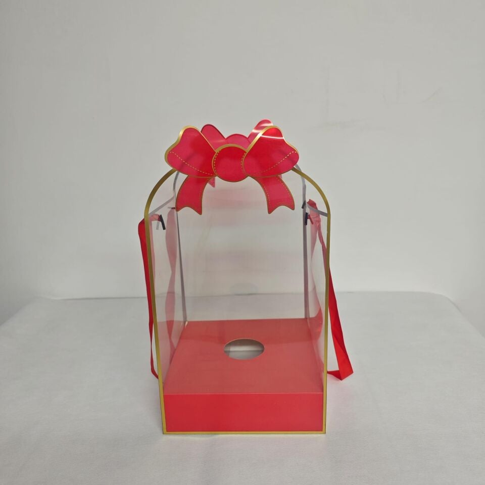 GÜL KUTUSU ASETATLI 21.5*21.5*41 KIRMIZI