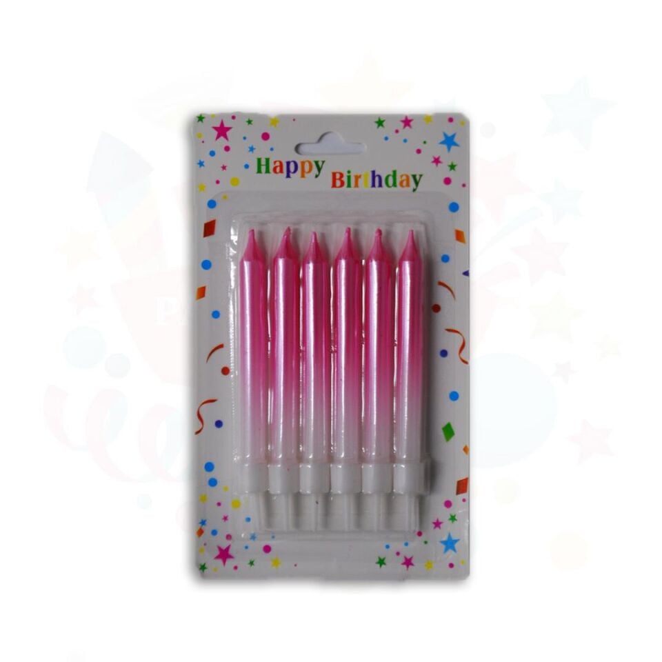 MUM ÇUBUK RENK GEÇİŞLİ  PEMBE 8 CM 6 LI