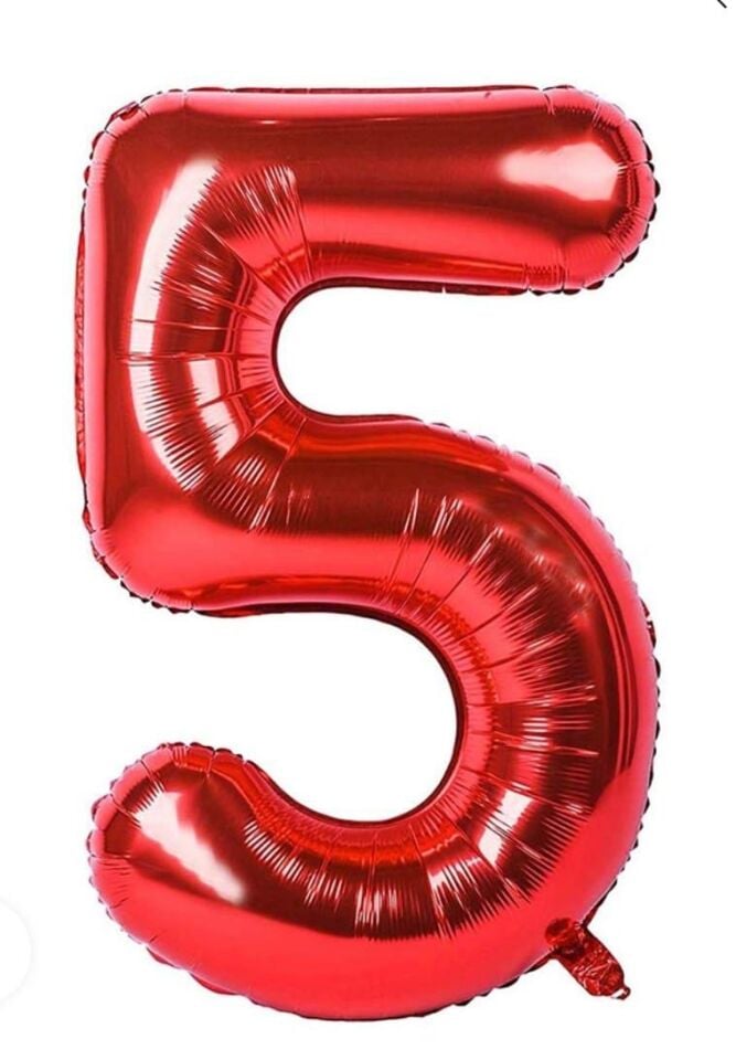 BALON FOLYO 40'' RAKKAM KIRMIZI 5 GRABO