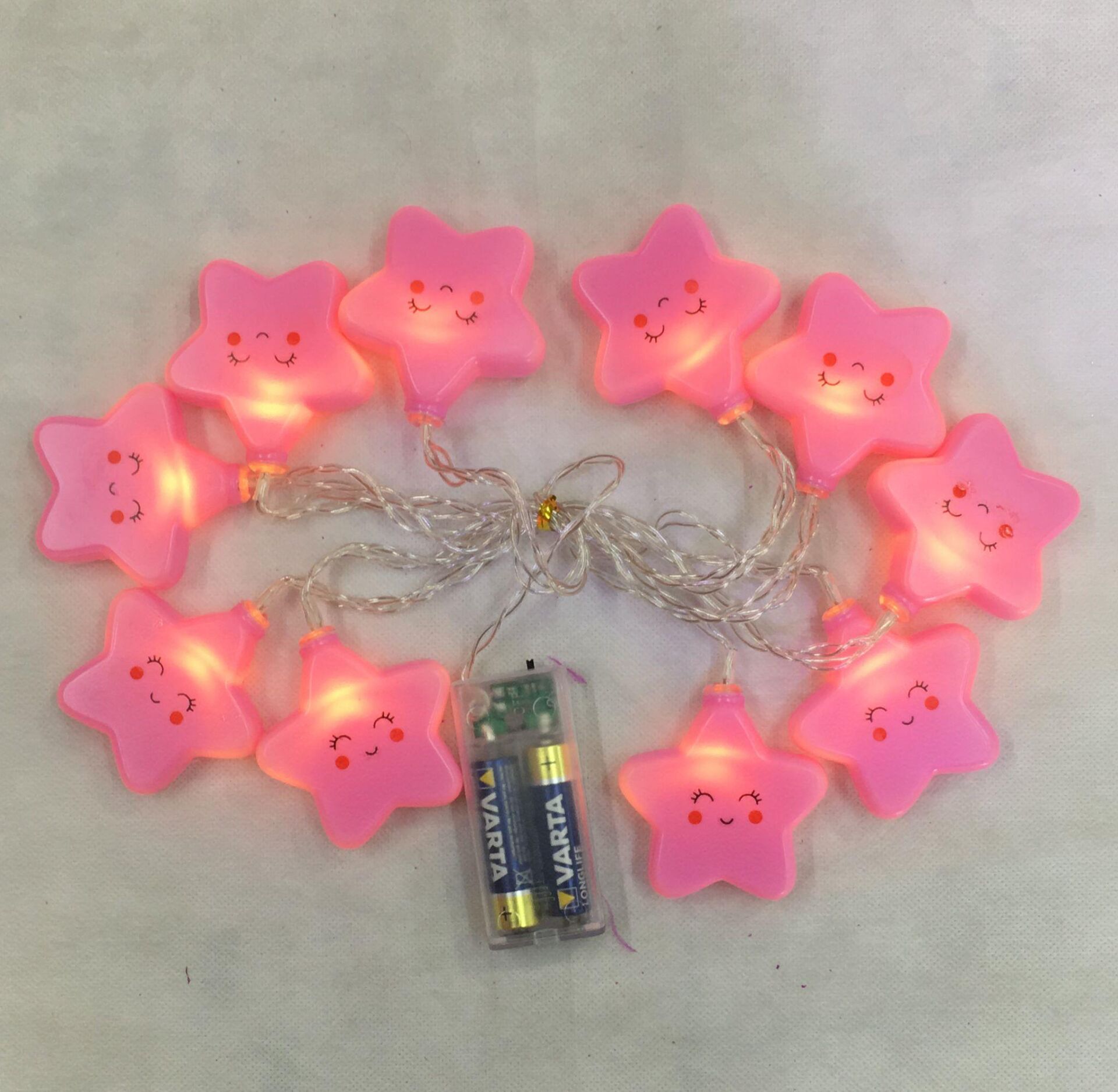 IŞIK PİLLİ LED GÜNIŞIĞI PEMBE YILDIZLI 10 LU