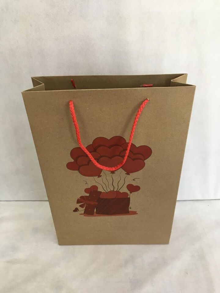 ÇANTA KARTON KRAFT BASKILI KALPLİ BALONLU 26*38