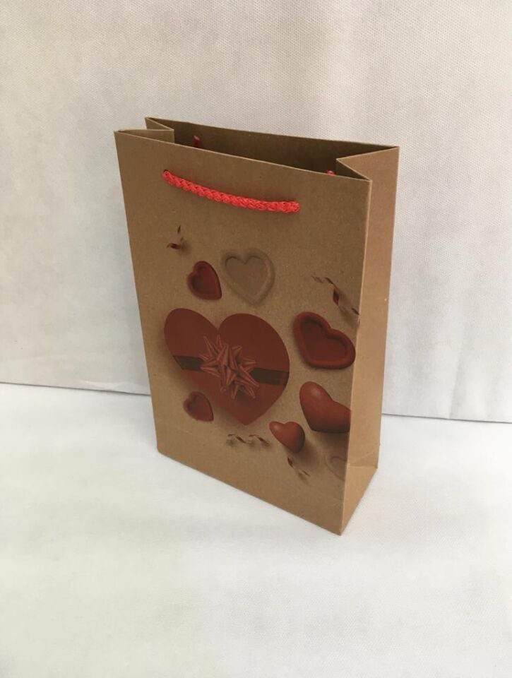 ÇANTA KARTON KRAFT BASKILI KAPLİ 17*26  25'Lİ