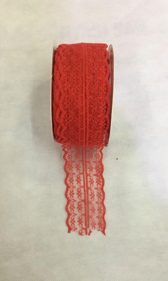 KURDELE KUMAŞ DANTEL 5 CM 10 MT KIRMIZI