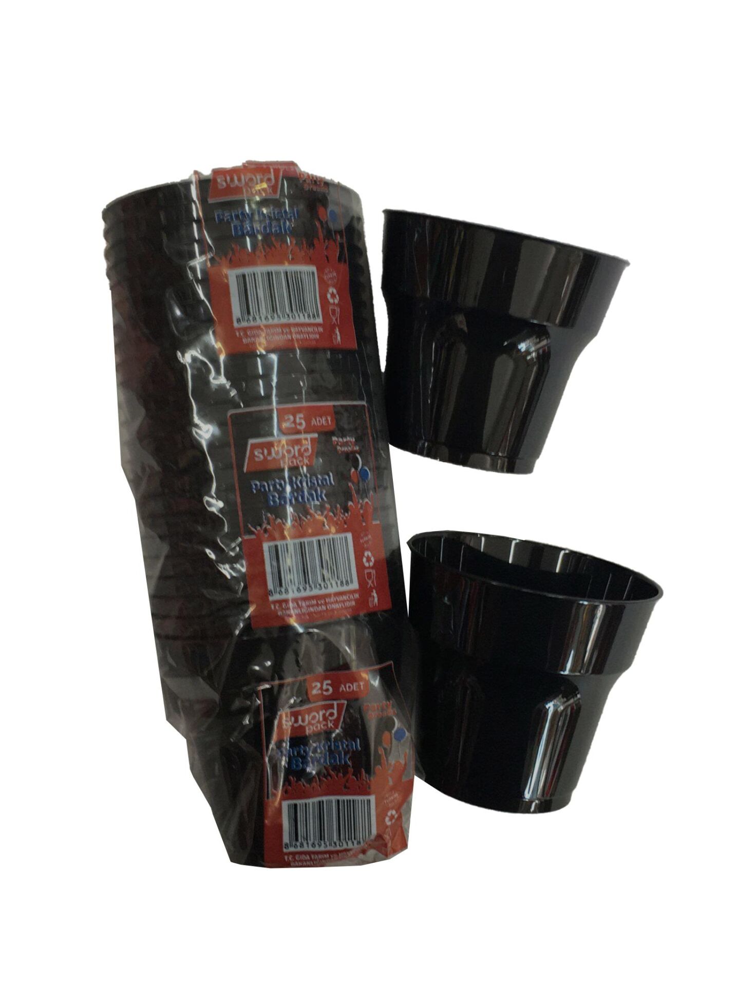 BARDAK PLASTİK KRİSTAL SİYAH 25Lİ